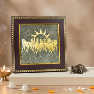 Vastu Shakti Combo – 7 Horses on Pyrite Frame with Pyrite Tortoise
