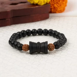 Rudraksha Karungali Healing Bracelet With Damru 8mm