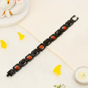 Metal Rudraksha and Karungali Bracelet-Black
